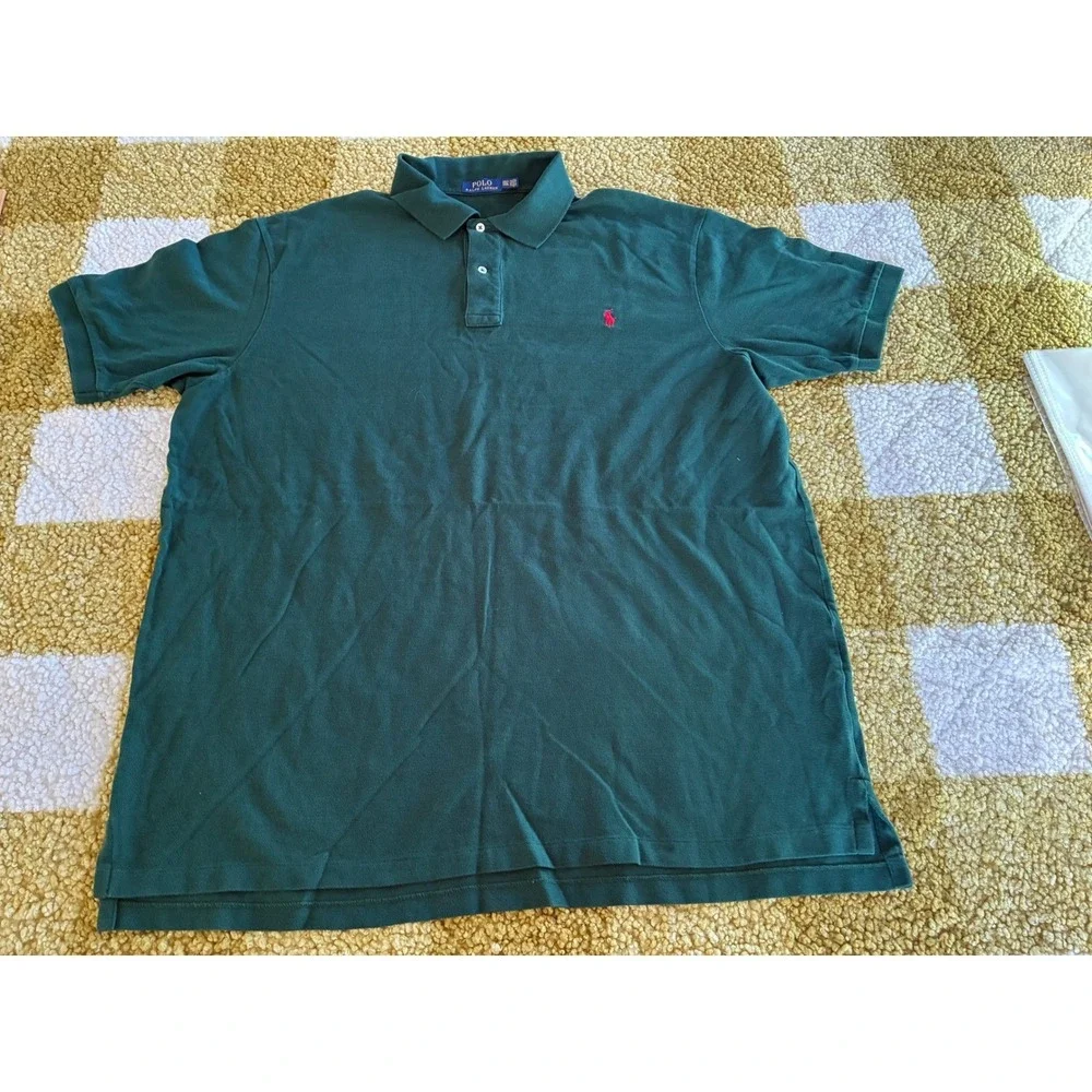 Polo Ralph Lauren Mens 2XLT Hunter Green Cotton Pique Short Sleeve Polo Shirt